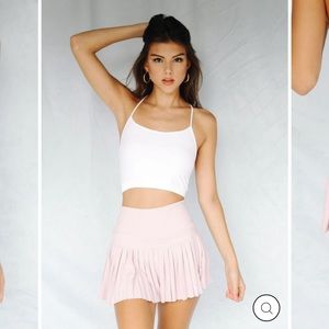 Gold Hinge Tennis Skirt in Baby Pink